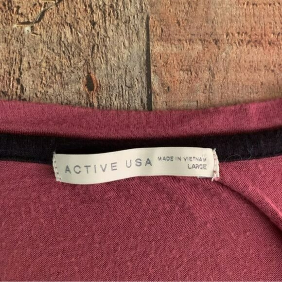 Active USA womens size large maroon scoop neck short sleeve shirt tee t-shirt - Picture 4 of 6